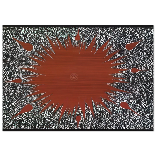 Dreaming Story at Warlugulong - 1976 - Clifford Possum Tjapaltjarri Brushed Aluminum Print - 70x100 cm / 28x40 inches | Clifford Possum Tjapaltjarri Aluminum Print | Clifford Possum Tjapaltjarri Prints