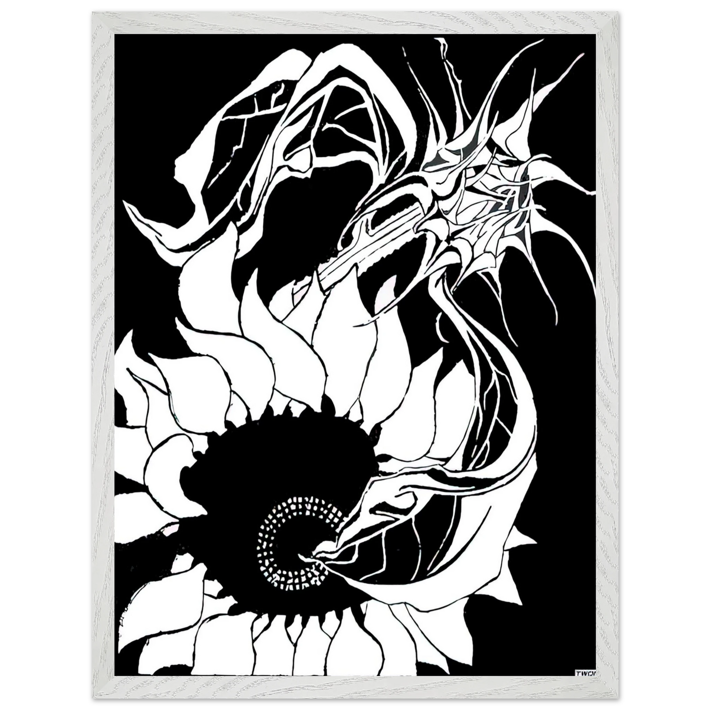 MC Escher - SUNFLOWERS Wall Art - 60x80 cm / 24x32 inches - Premium Wooden Framed Poster With Fine Art Paper - Black frame