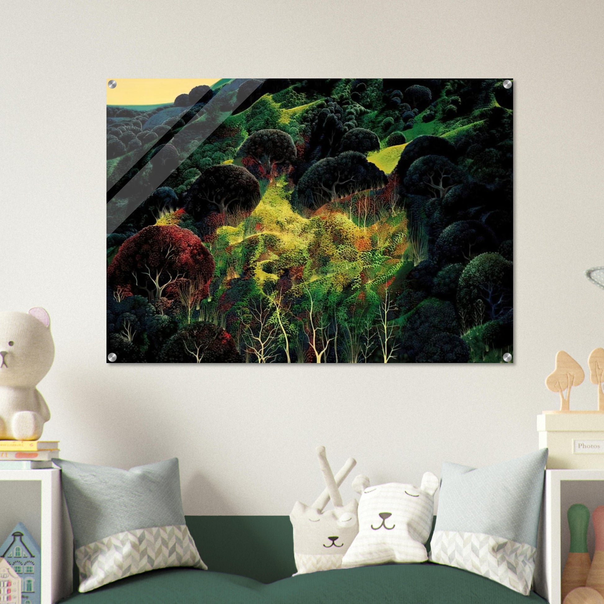 Autumn Fields - Eyvind Earle Acrylic Print - 70x100 cm / 28x40″ inches | Eyvind Earle Wall Art | Eyvind Earle Prints