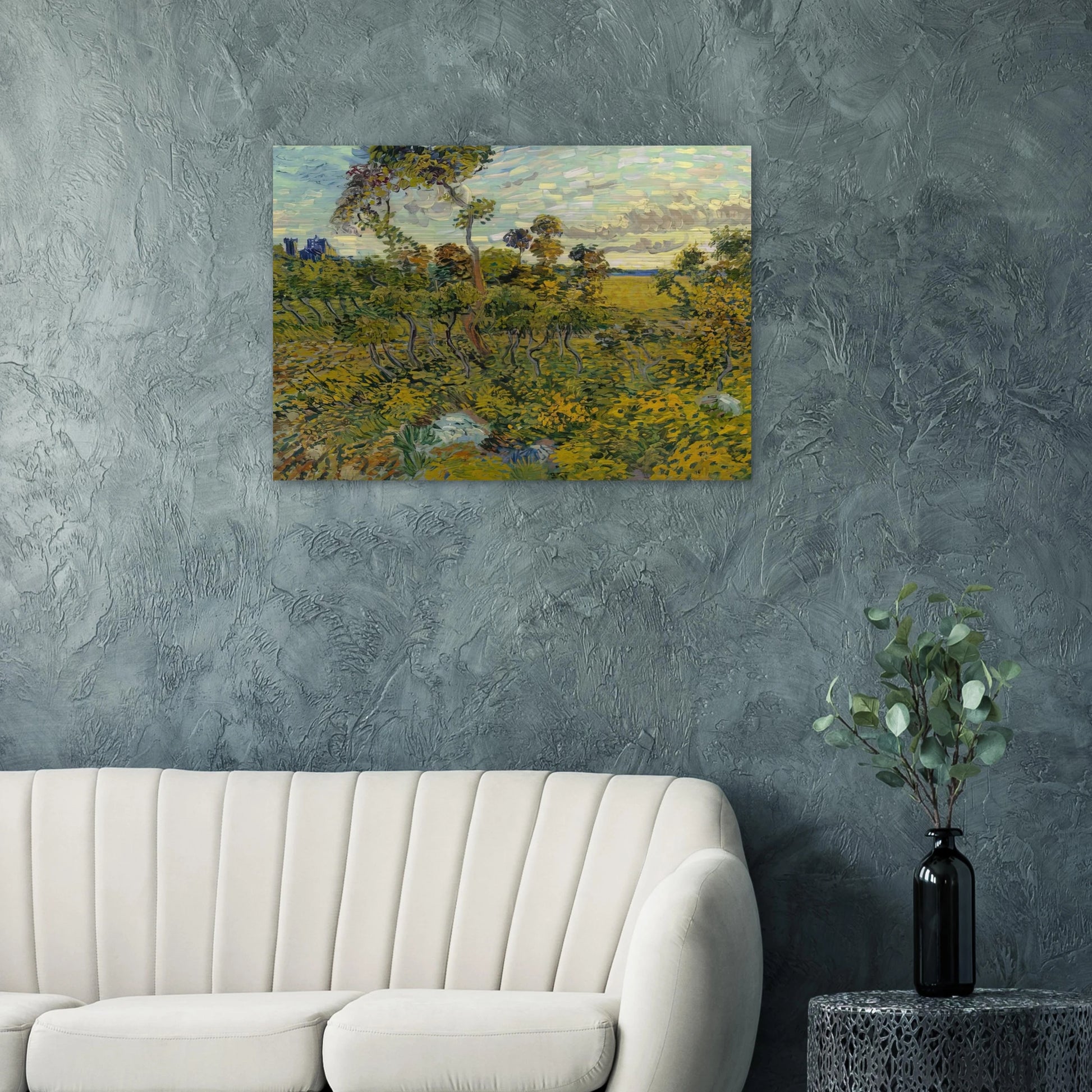 Sunset at Montmajour - Vincent van Gogh Brushed Aluminum Print - 70x100 cm / 28x40 inches | Vincent van Gogh Aluminum Print | Vincent van Gogh Prints