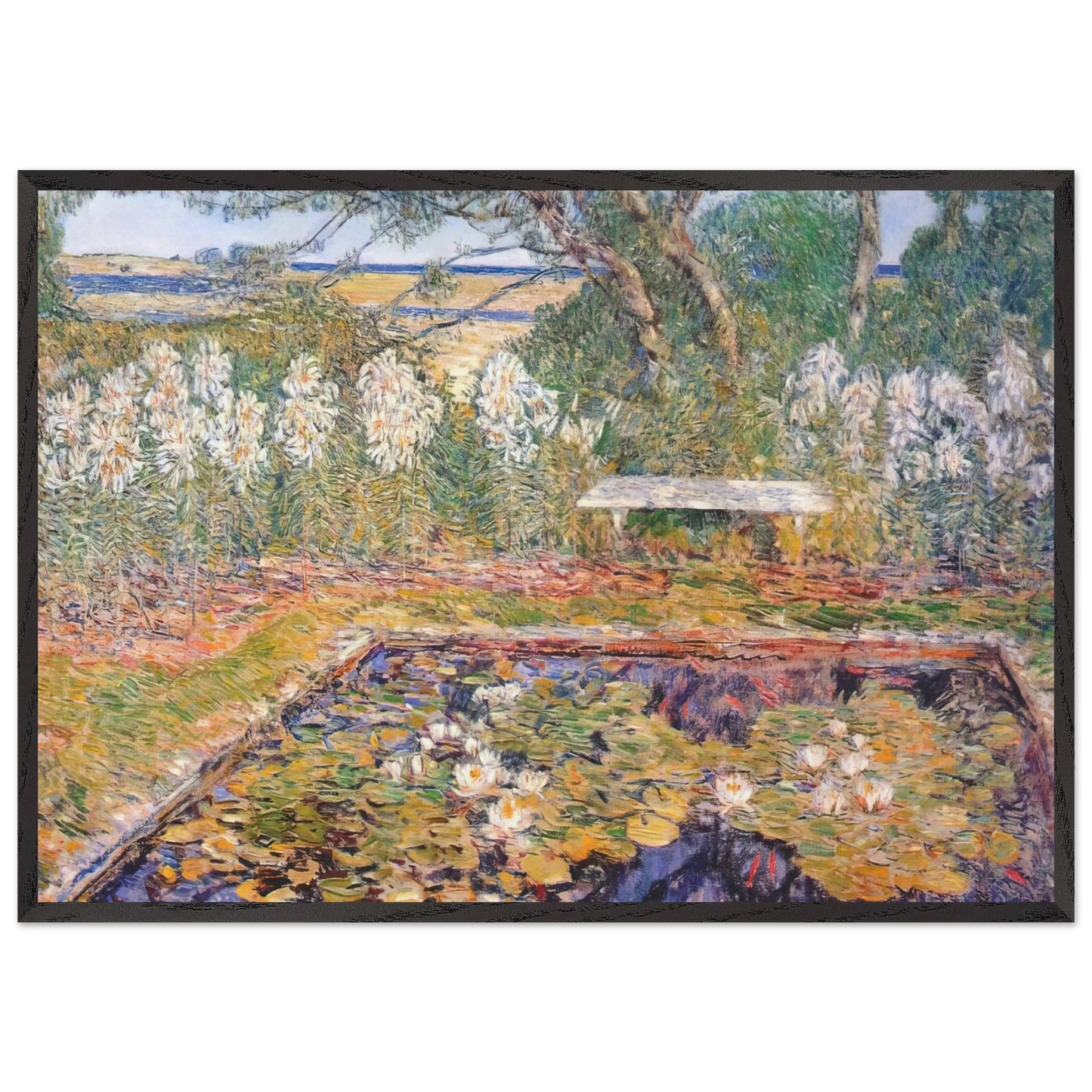 A long island garden - Childe Hassam Framed Art Print – Black Wooden Frame - Default Title - -Framed Art Print