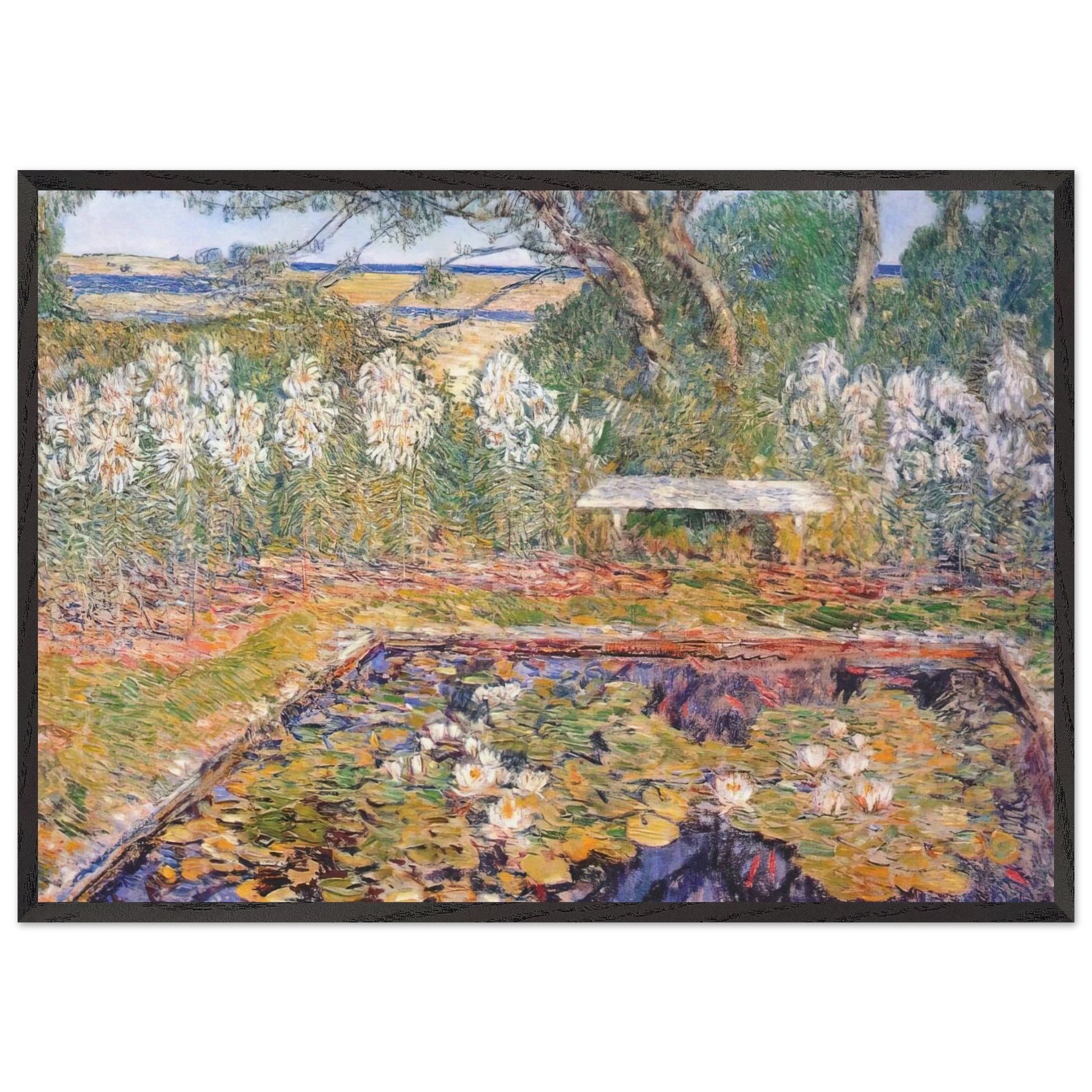 A long island garden - Childe Hassam Framed Art Print – Black Wooden Frame - Default Title - -Framed Art Print