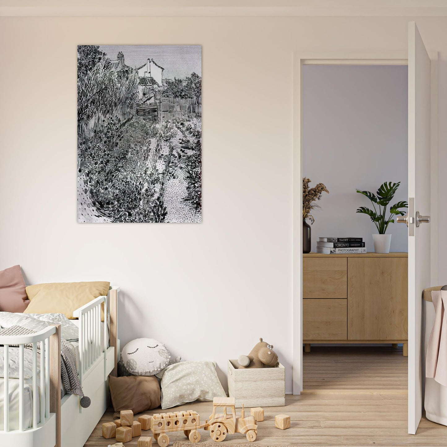 The Garden with Flowers - Vincent van Gogh Brushed Aluminum Print - 70x100 cm / 28x40 inches | Vincent van Gogh Aluminum Print | Vincent van Gogh Prints