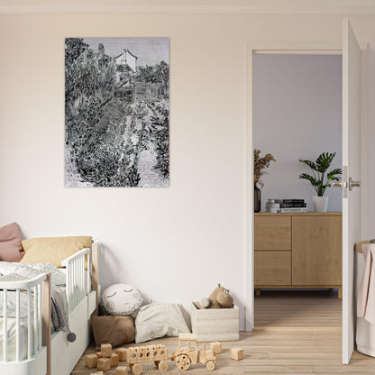 The Garden with Flowers - Vincent van Gogh Brushed Aluminum Print - 70x100 cm / 28x40 inches | Vincent van Gogh Aluminum Print | Vincent van Gogh Prints