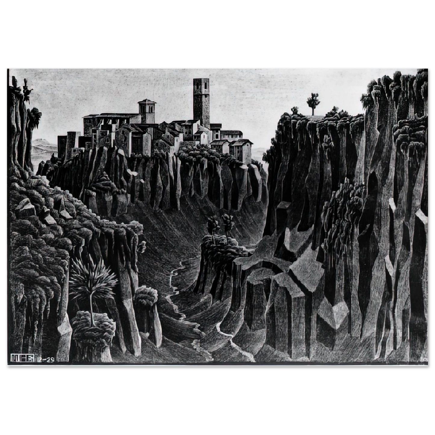 MC Escher - CIMINO BARBARANO Wall Art - 30x40 cm / 12x16 inches - Fine Art Poster - -
