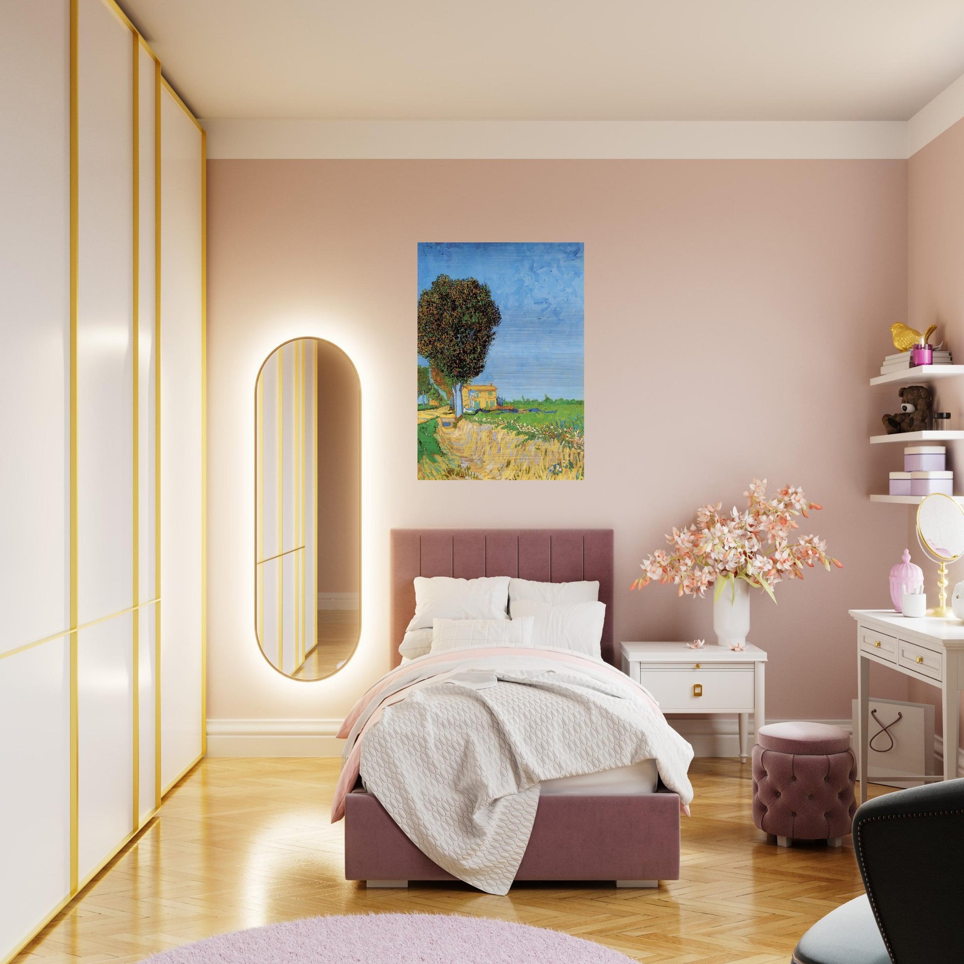 A Lane near Arles - Vincent van Gogh Brushed Aluminum Print - 70x100 cm / 28x40 inches | Vincent van Gogh Aluminum Print | Vincent van Gogh Prints