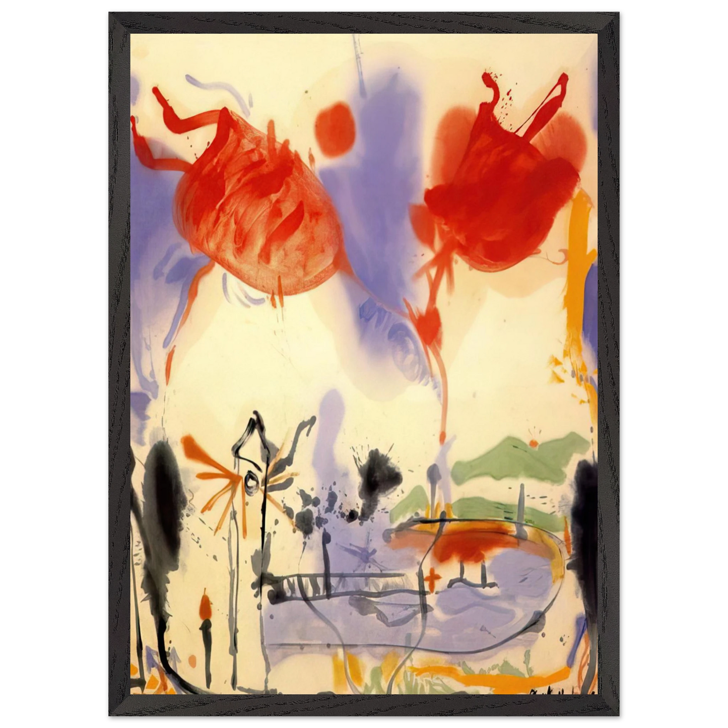 Helen Frankenthaler - Round Trip - 1957 Wall art - 30x45 cm / 12x18 inches - Premium Wooden Framed Poster With Fine Art Paper - Wood frame