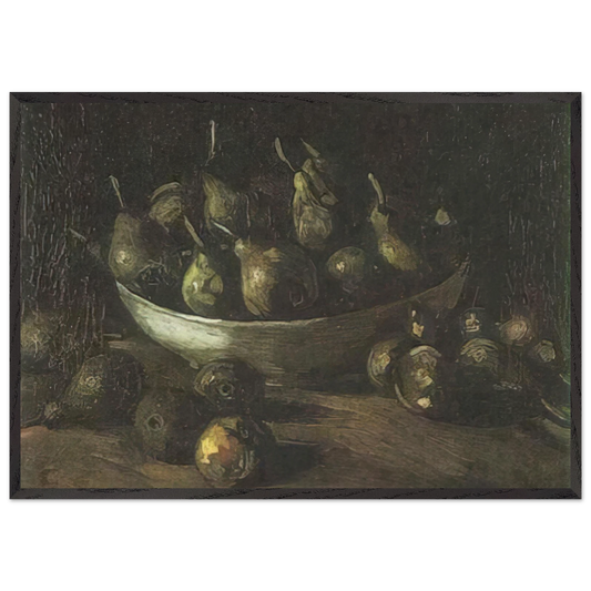Still life with an Earthern bowl and pears - Vincent van Gogh Framed Art Print – Black Wooden Frame - Default Title - -Framed Art Print
