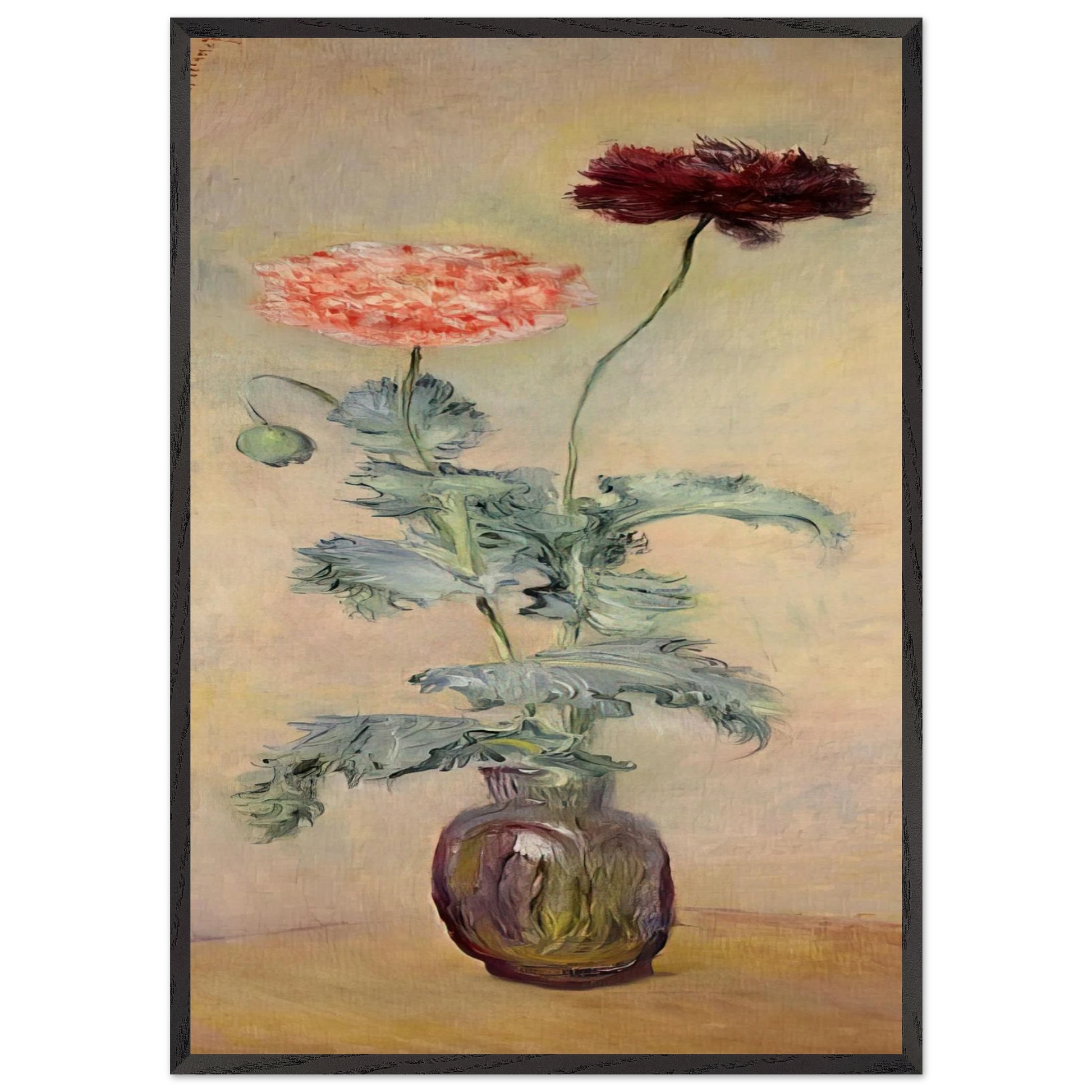 Red and Pink Poppies - claude monet Framed Art Print – Black Wooden Frame - Default Title - -Framed Art Print