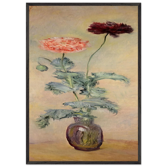 Red and Pink Poppies - claude monet Framed Art Print – Black Wooden Frame - Default Title - -Framed Art Print