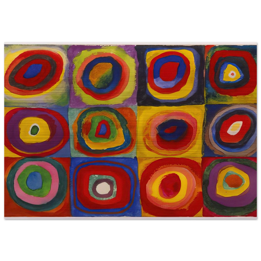 COLOR STUDY SQUARES WITH CONCENTRIC CIRCLES 1913 - Wassily Kandinsky Brushed Aluminum Print - 70x100 cm / 28x40 inches | Wassily Kandinsky Aluminum Print | Wassily Kandinsky Prints