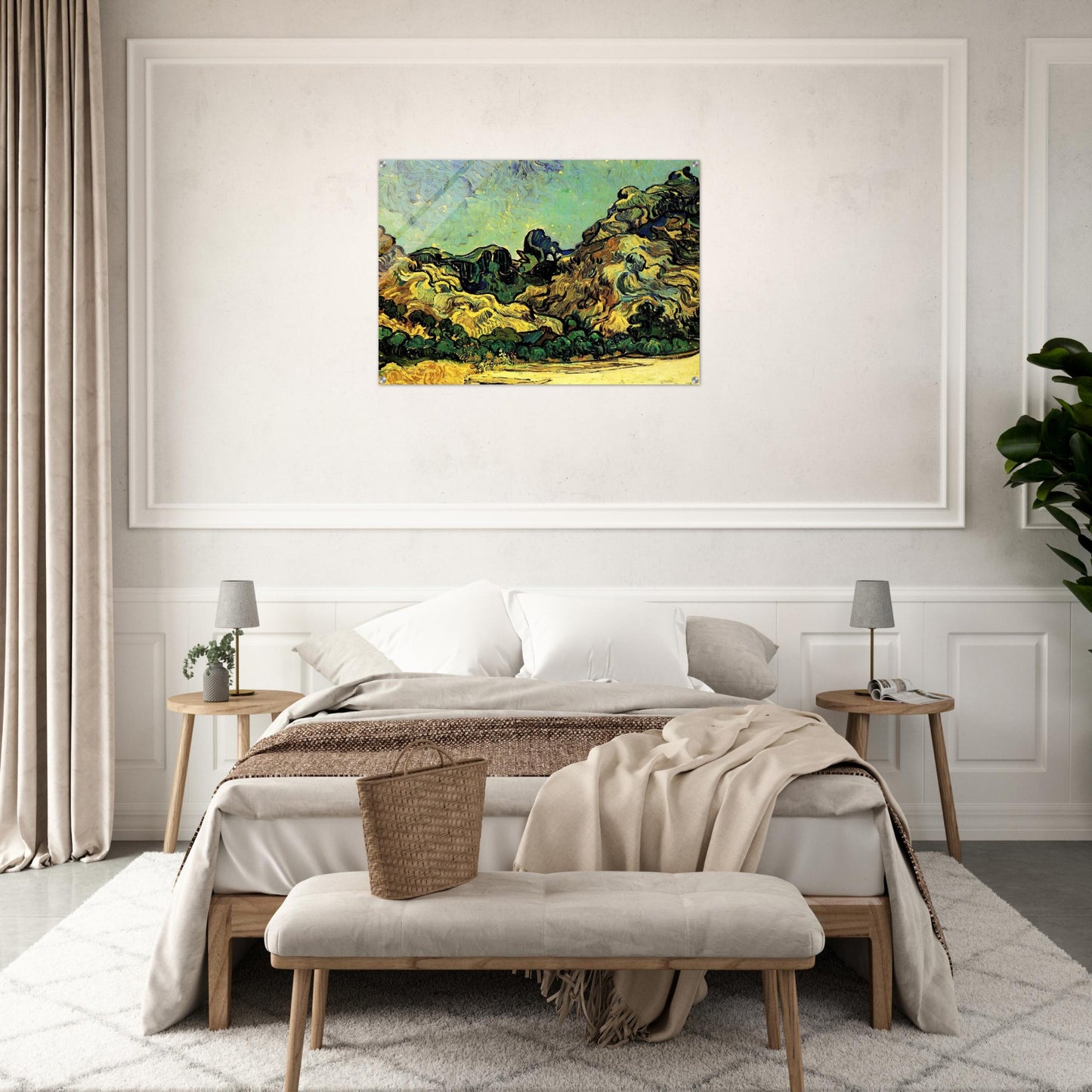 Mountains at Saint-Remy with Dark Cottage - Vincent van Gogh Acrylic Print - 70x100 cm / 28x40″ inches