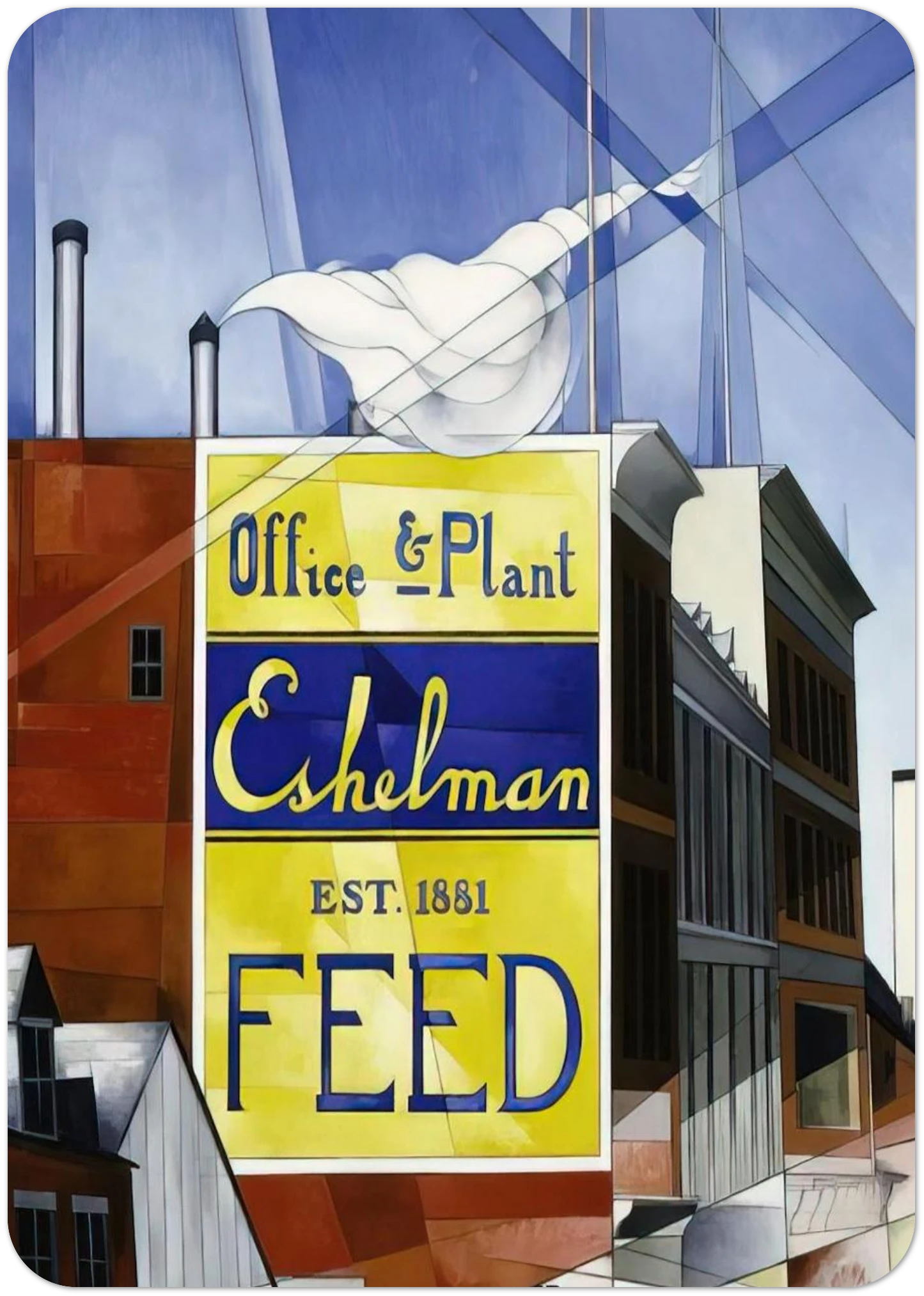 Buildings, Lancaster - 1930 By Charles Demuth Pack of 10 Post Cards | Charles Demuth Post Cards | A6 (10.5 x 14.8 cm) - 4.1 x 5.8 inches