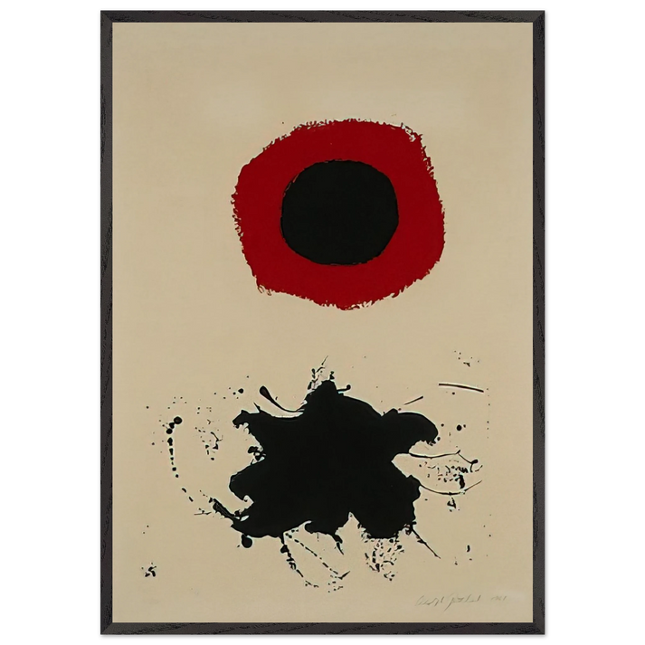 White Ground-Red Halo - 1966 - Adolph Gottlieb 70x100 cm / 28x40 inches Framed Art Print – Black Wooden Frame