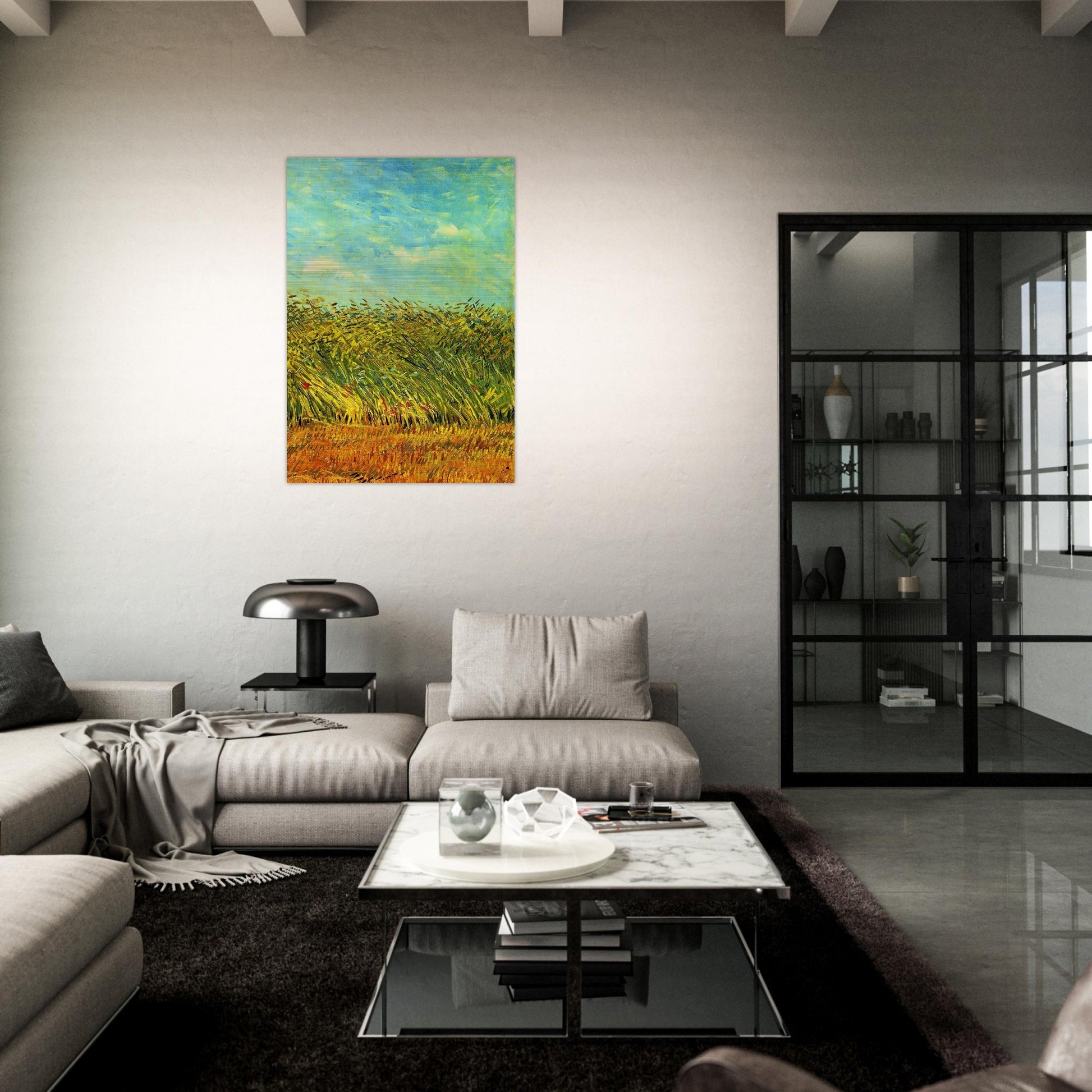Wheat Field with a Lark - Vincent van Gogh Brushed Aluminum Print - 70x100 cm / 28x40 inches | Vincent van Gogh Aluminum Print | Vincent van Gogh Prints