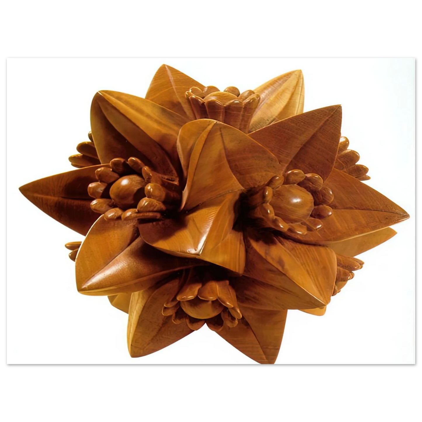 MC Escher - POLYHEDRON WITH FLOWERS Wall Art - 21x29.7 cm / 8x12" - Premium Wooden Framed Poster With Fine Art Paper - Black frame