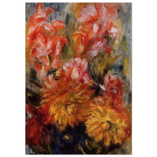 Gladiolas in a Blue Vase - Pierre-Auguste Renoir Brushed Aluminum Print - 70x100 cm / 28x40 inches | Pierre-Auguste Renoir Aluminum Print | Pierre-Auguste Renoir Prints