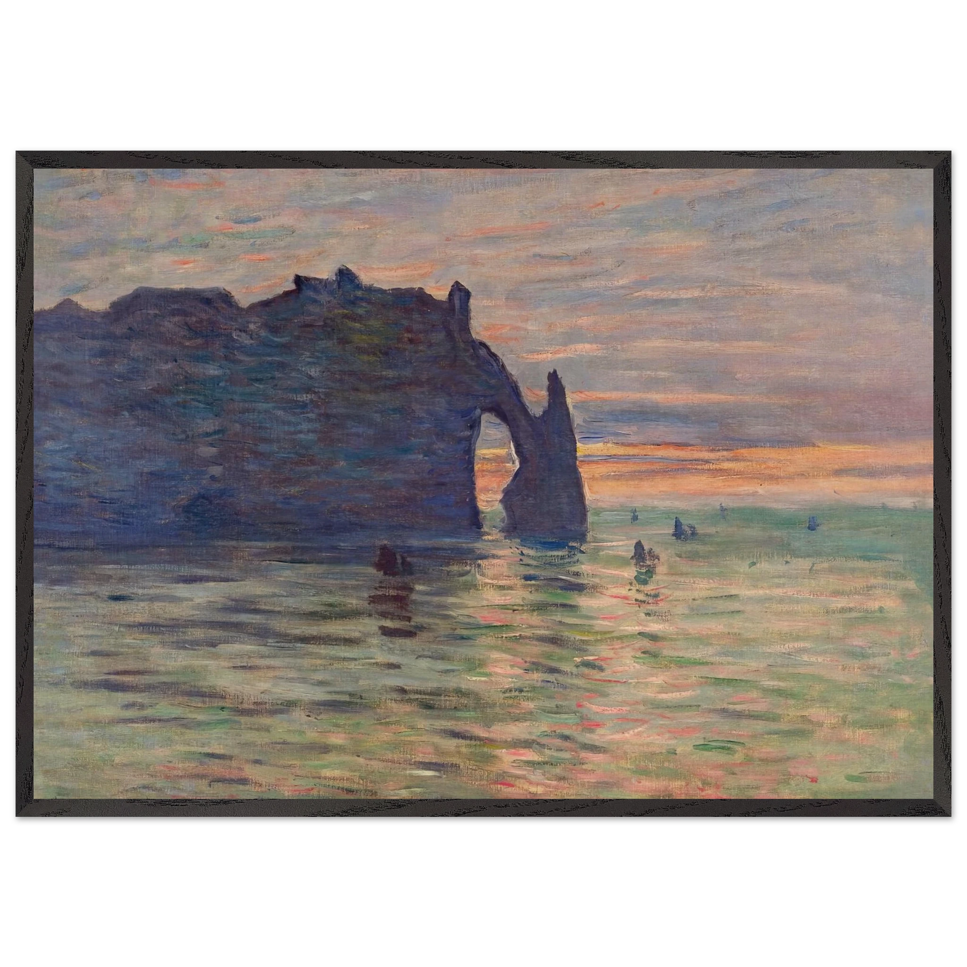 Etretat Sunset - claude monet Framed Art Print – Black Wooden Frame - Default Title - -Framed Art Print