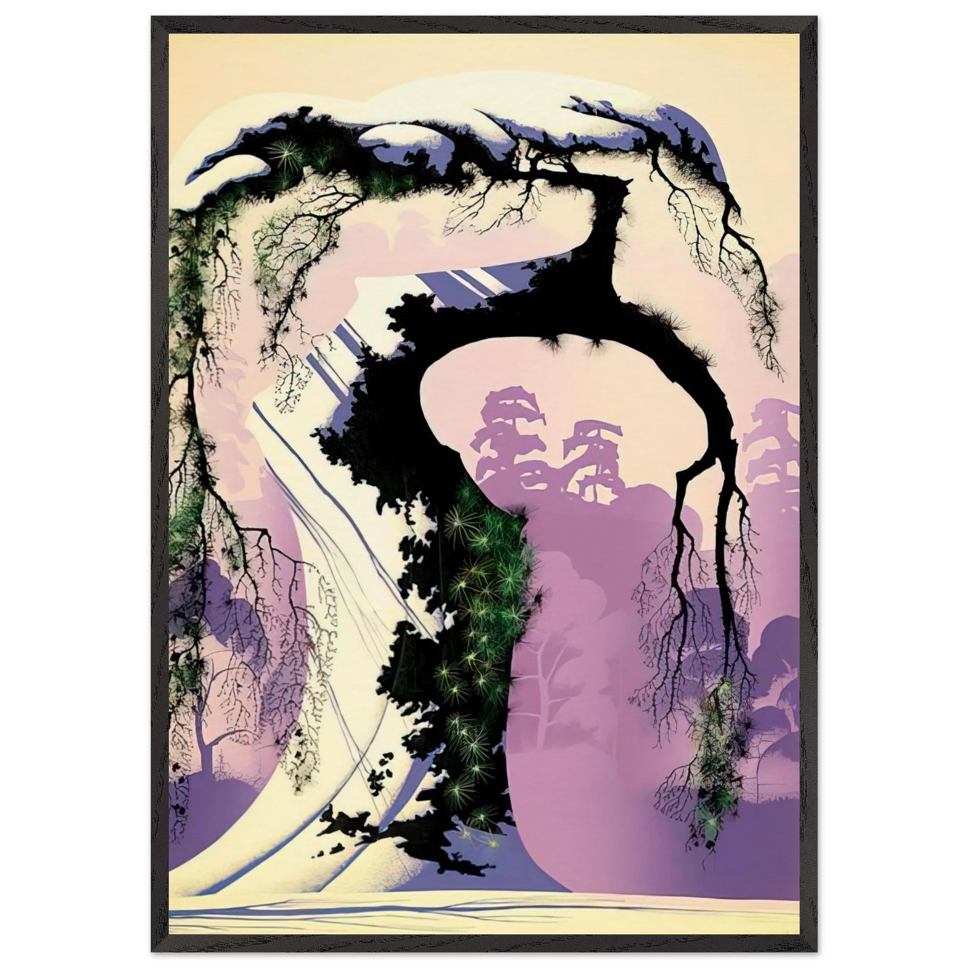 Norway Pine - Eyvind Earle Framed Art Print – Black Wooden Frame - Default Title - -Framed Art Print