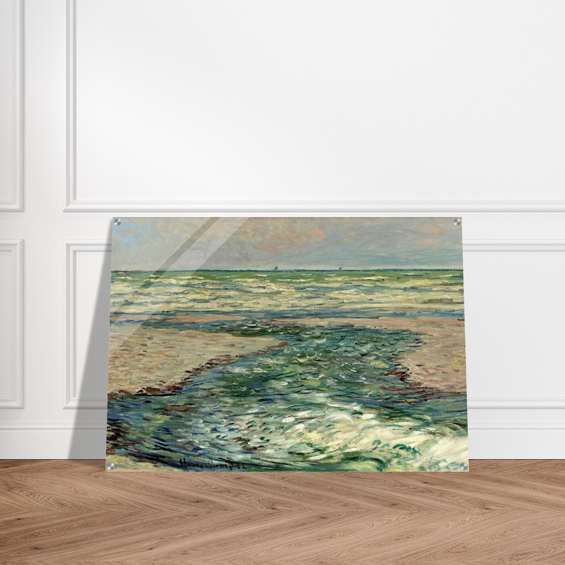 The Seacoast of Pourville, Low Tide - claude monet Acrylic Print - 70x100 cm / 28x40″ inches | claude monet Wall Art | claude monet Prints