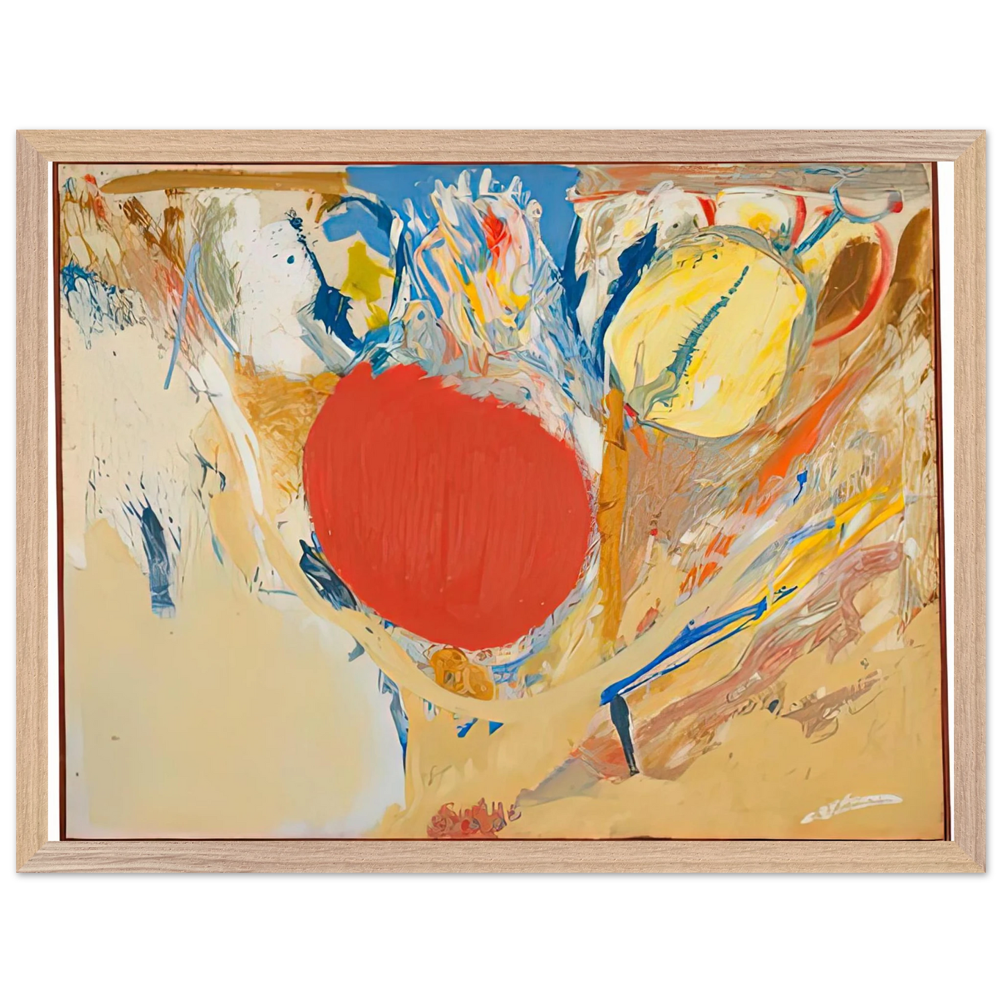 Helen Frankenthaler - Break Through, 1956- Wall Art - 60x80 cm / 24x32 inches - Premium Wooden Framed Poster With Fine Art Paper - White frame
