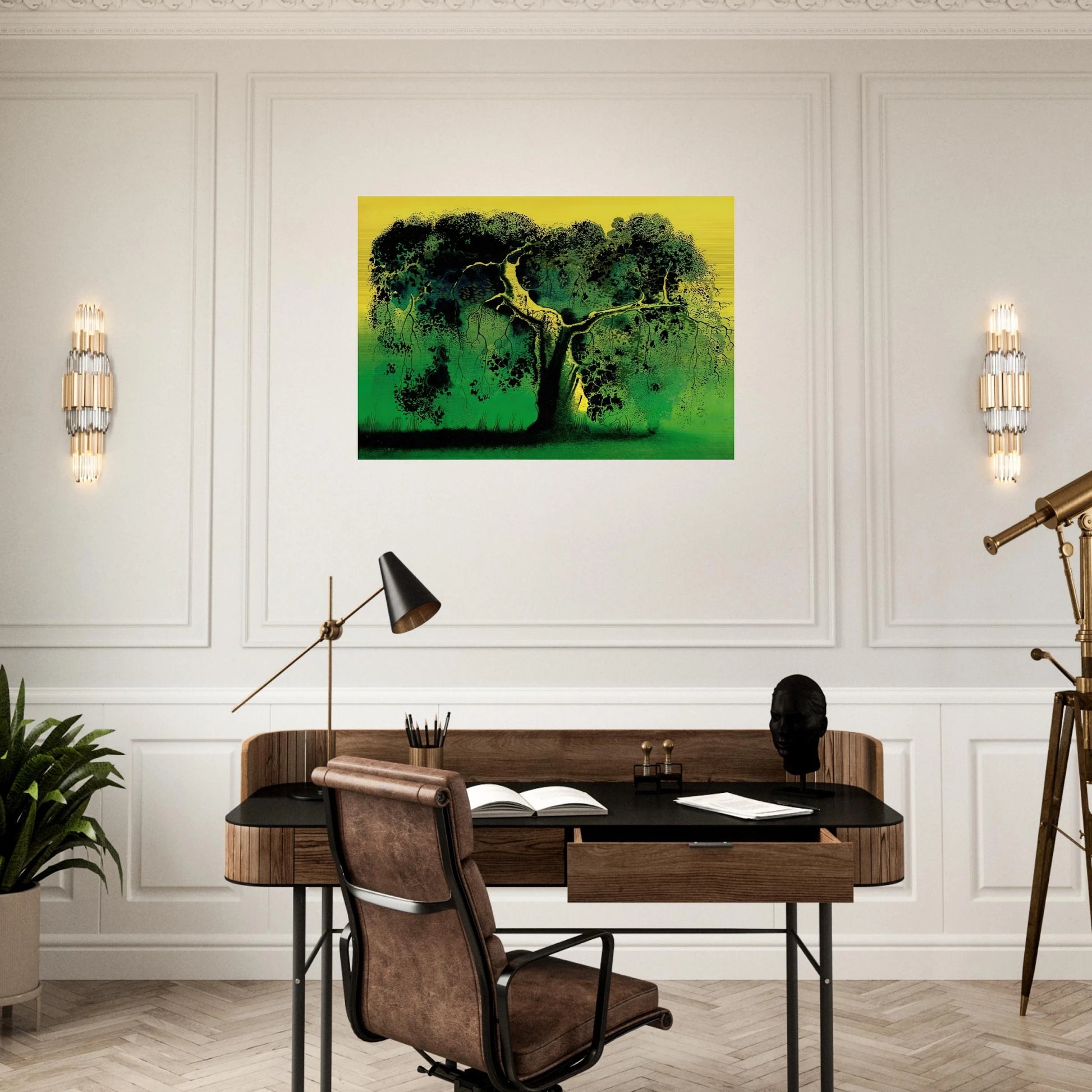 Sycamore - Eyvind Earle Brushed Aluminum Print - 70x100 cm / 28x40 inches | Eyvind Earle Aluminum Print | Eyvind Earle Prints