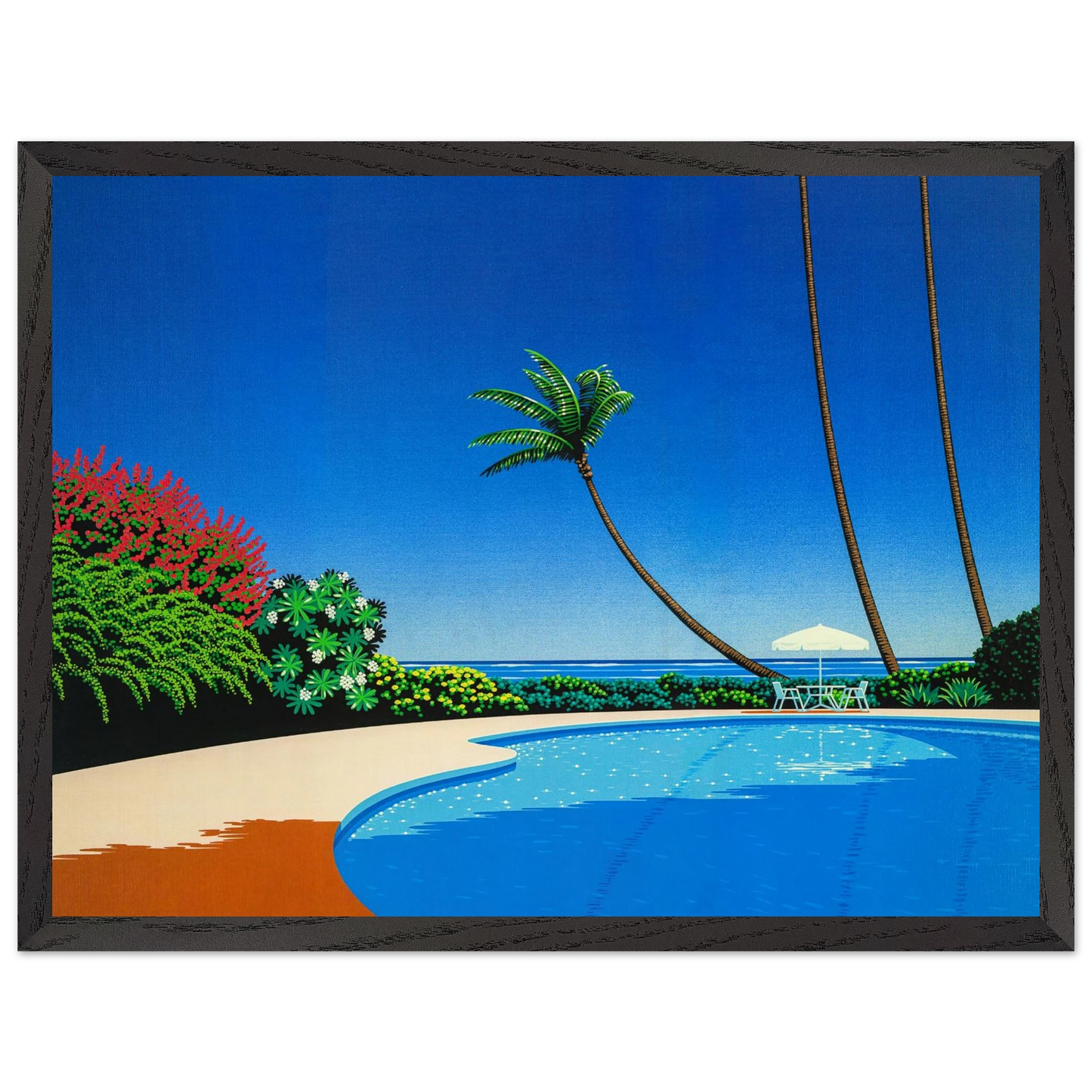 Hiroshi Nagai - Shade of Palm Grove II Wall Art - 21x29.7 cm / 8x12" - Premium Wooden Framed Poster With Fine Art Paper - White frame