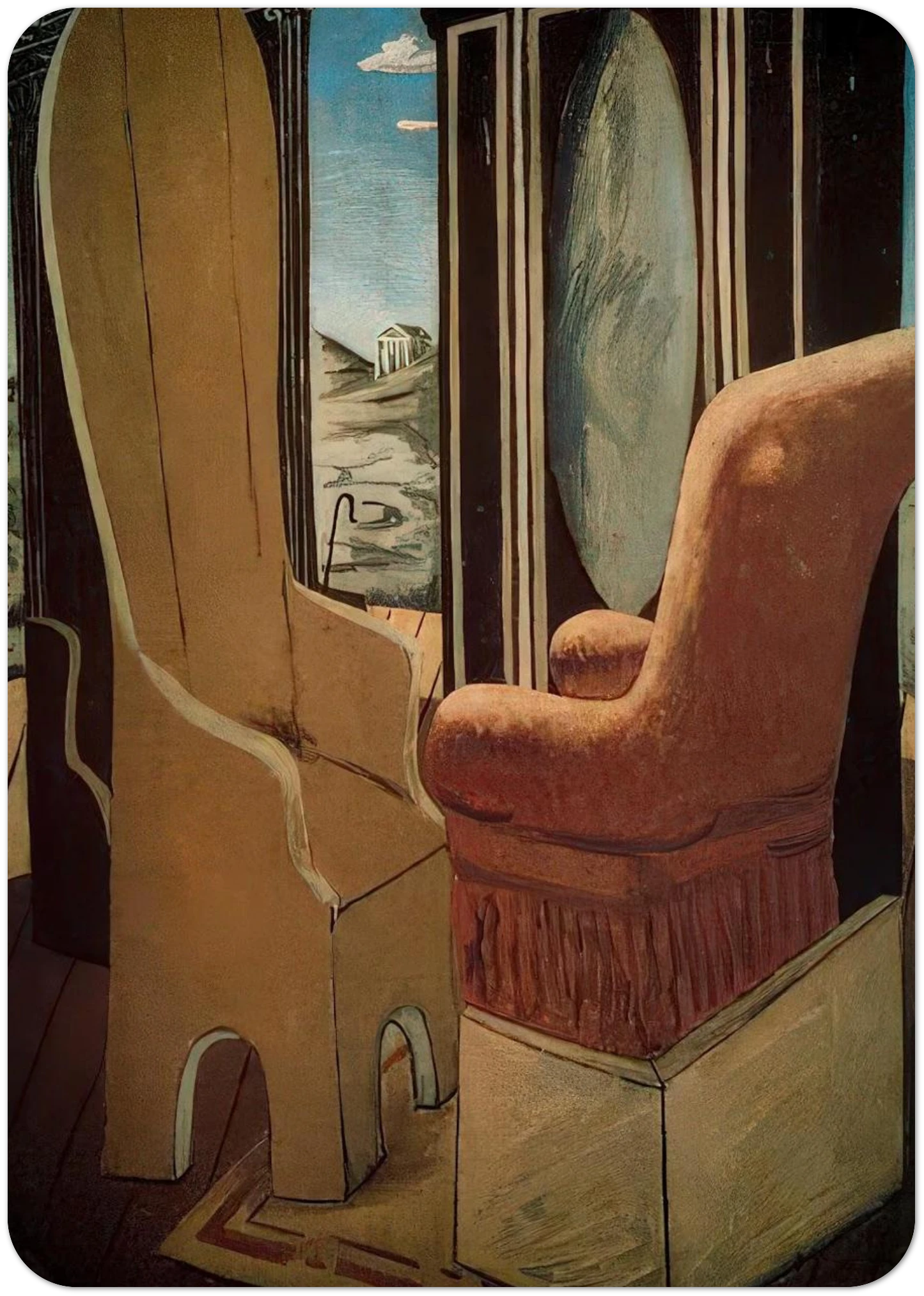FURNITURE IN THE VALLEY By Giorgio de Chirico Pack of 10 Post Cards | Giorgio de Chirico Post Cards | A6 (10.5 x 14.8 cm) - 4.1 x 5.8 inches