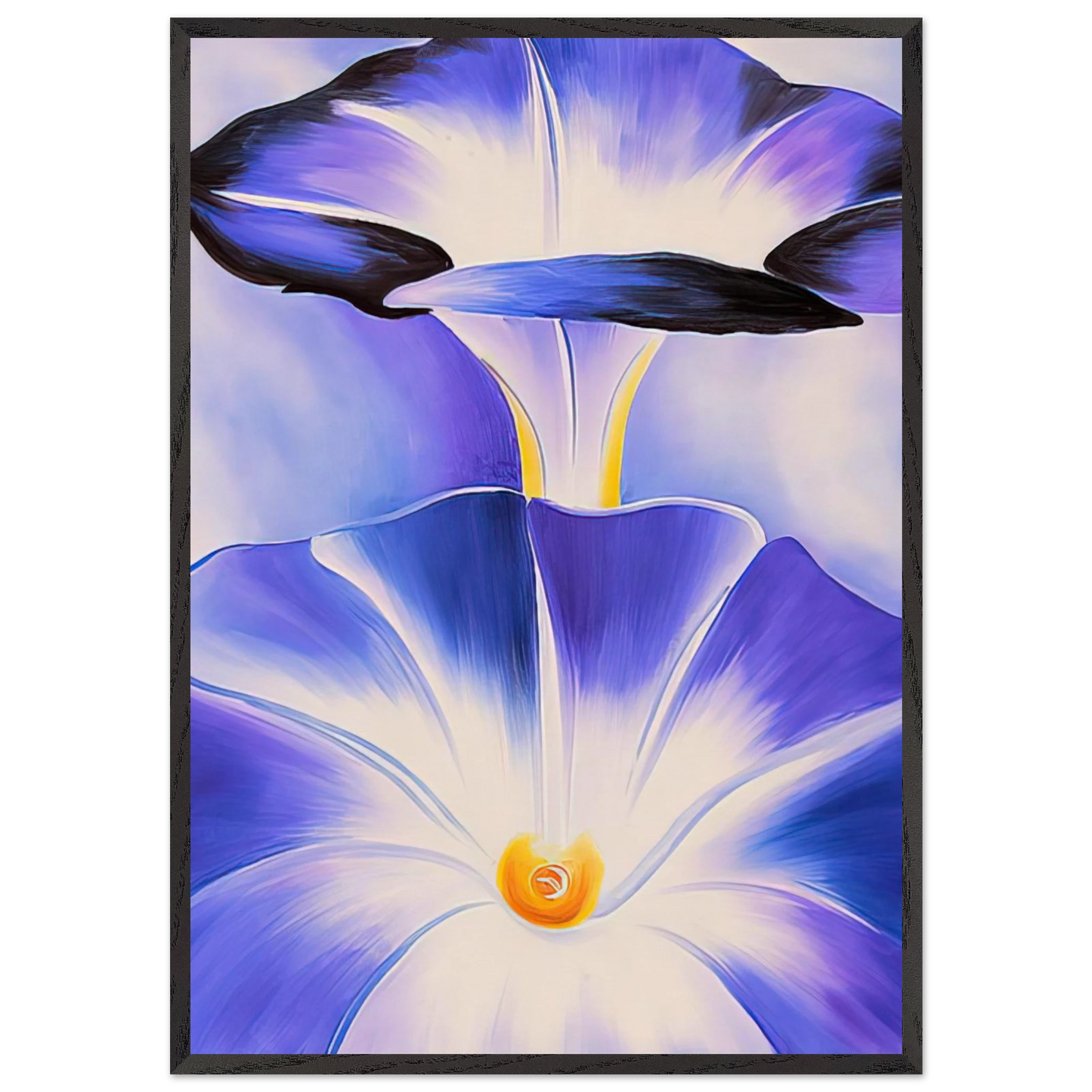 Blue Morning Glories - Georgia OKeeffe 70x100 cm / 28x40 inches Framed Art Print – Black Wooden Frame