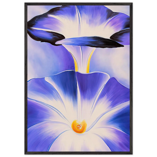 Blue Morning Glories - Georgia OKeeffe 70x100 cm / 28x40 inches Framed Art Print – Black Wooden Frame