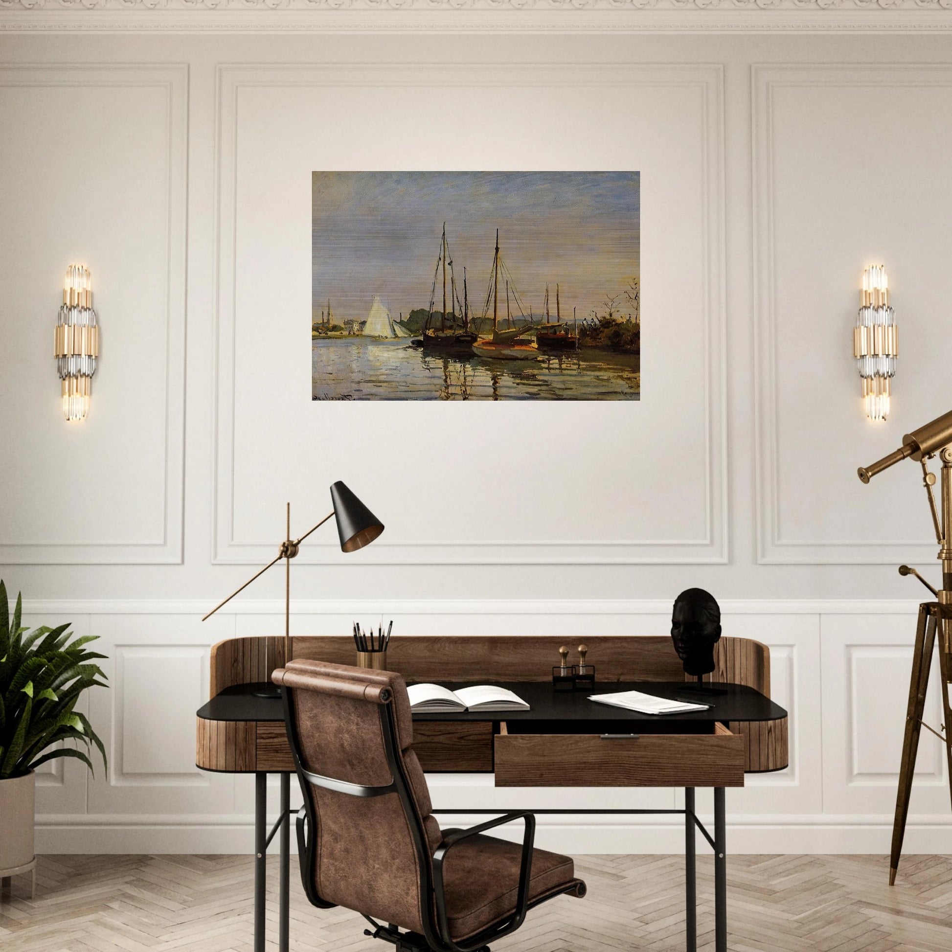 Pleasure Boats, Argenteuil, c.1872-3 oil on canvas - claude monet Brushed Aluminum Print - 70x100 cm / 28x40 inches | claude monet Aluminum Print | claude monet Prints