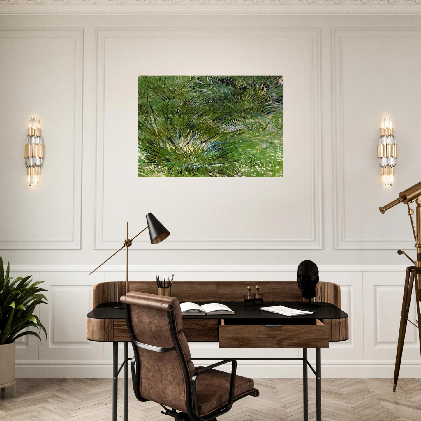 Clumps of Grass - Vincent van Gogh Brushed Aluminum Print - 70x100 cm / 28x40 inches | Vincent van Gogh Aluminum Print | Vincent van Gogh Prints