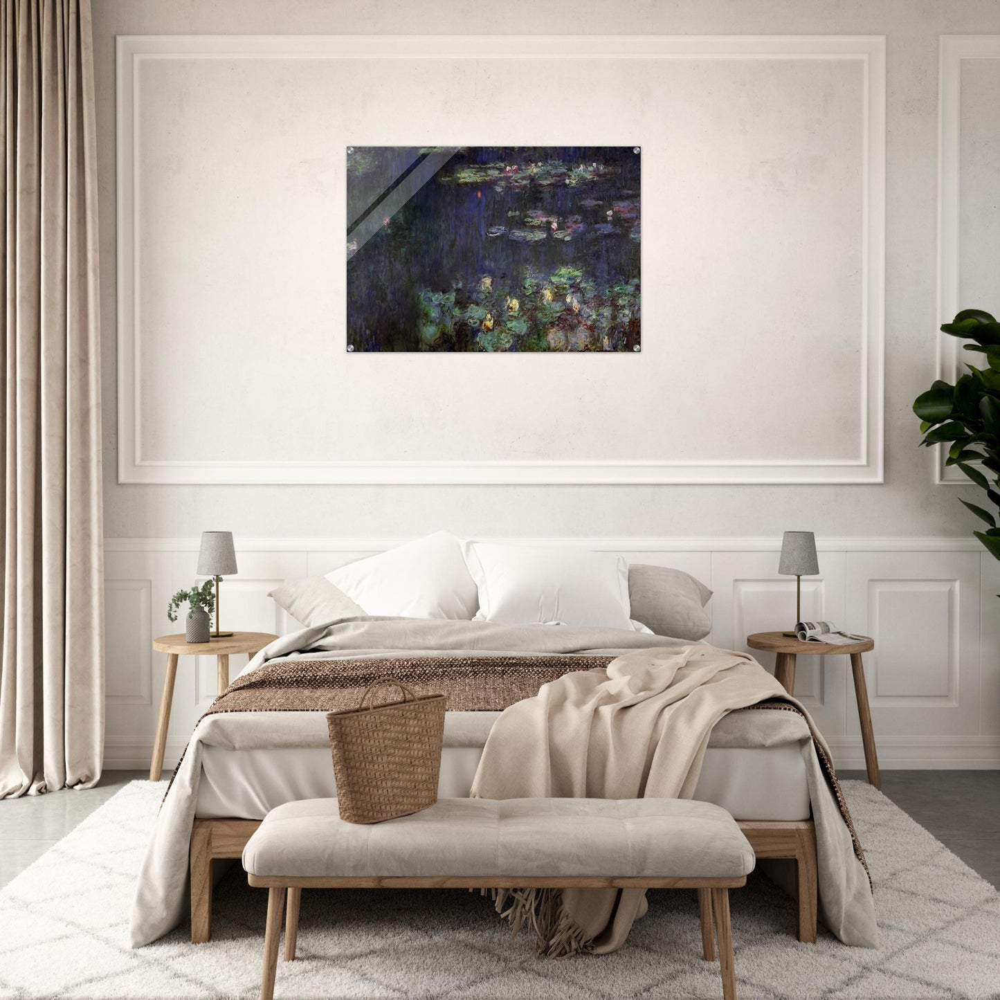Water Lilies, Green Reflection right half - claude monet Acrylic Print - 70x100 cm / 28x40″ inches