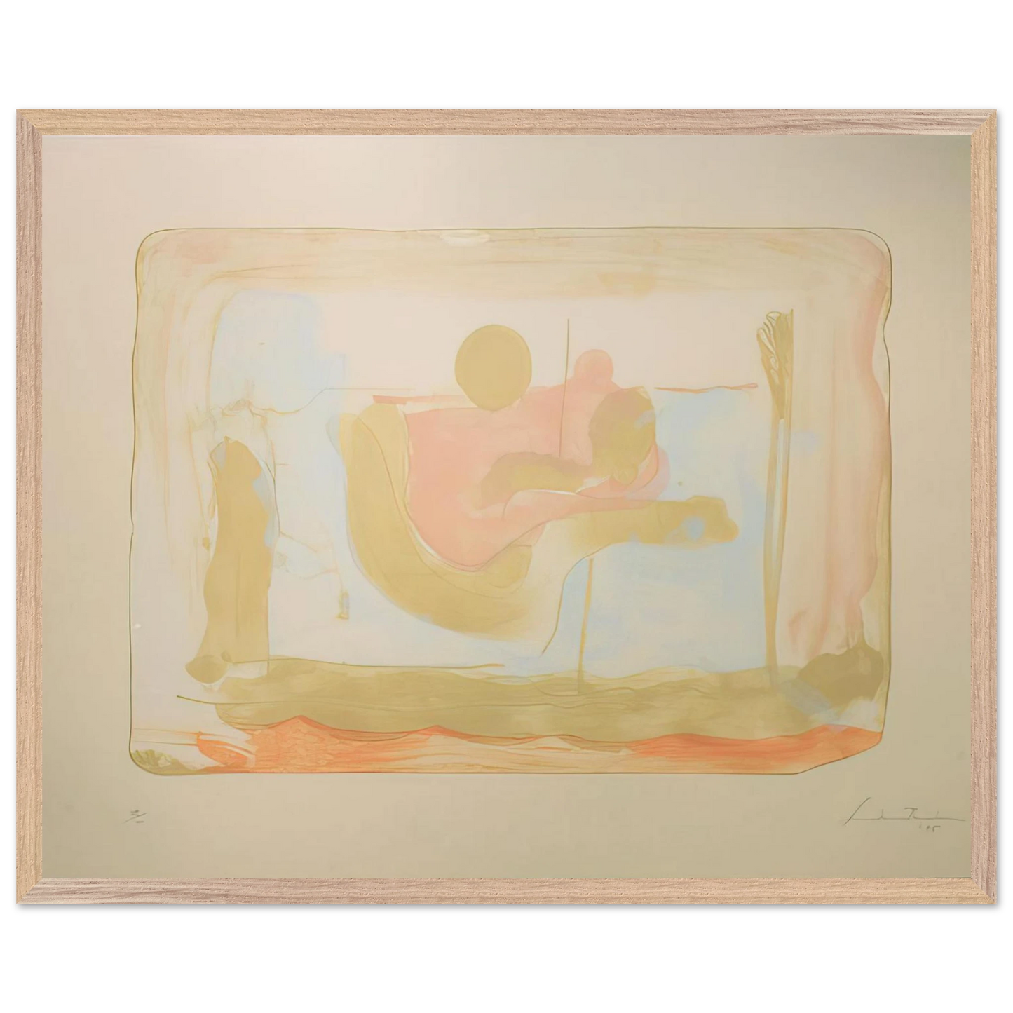 Helen Frankenthaler - Reflections I - 1995 Wall art - 60x80 cm / 24x32 inches - Premium Wooden Framed Poster With Fine Art Paper - Black frame
