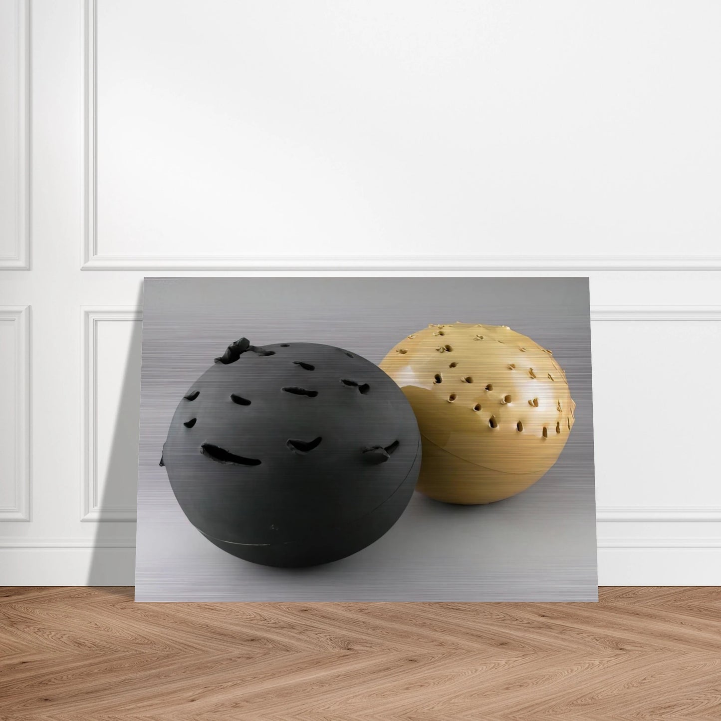 Sphere - 1957 - Lucio Fontana Brushed Aluminum Print - 70x100 cm / 28x40 inches | Lucio Fontana Aluminum Print | Lucio Fontana Prints