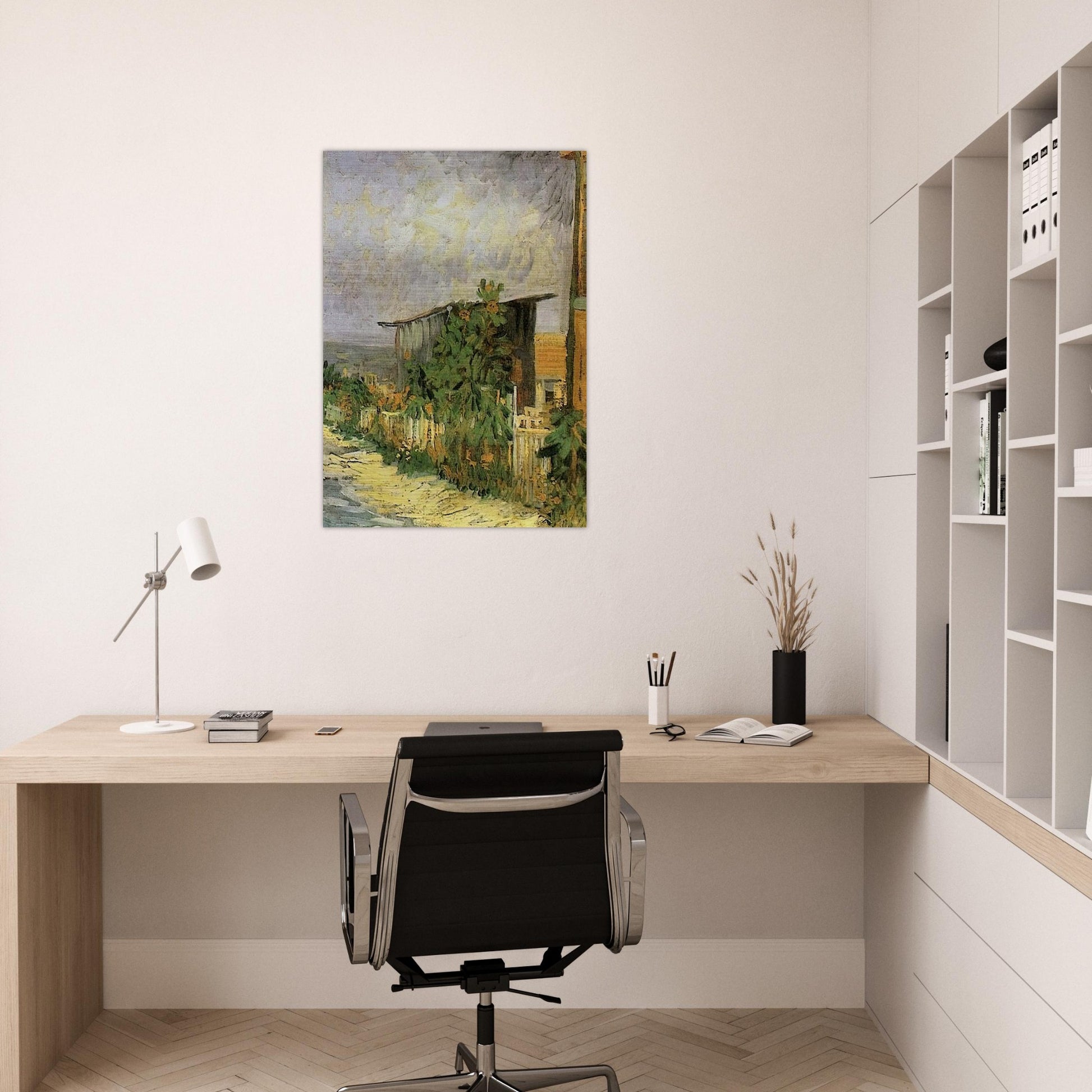 Montmartre Path with Sunflowers - Vincent van Gogh Brushed Aluminum Print - 70x100 cm / 28x40 inches | Vincent van Gogh Aluminum Print | Vincent van Gogh Prints