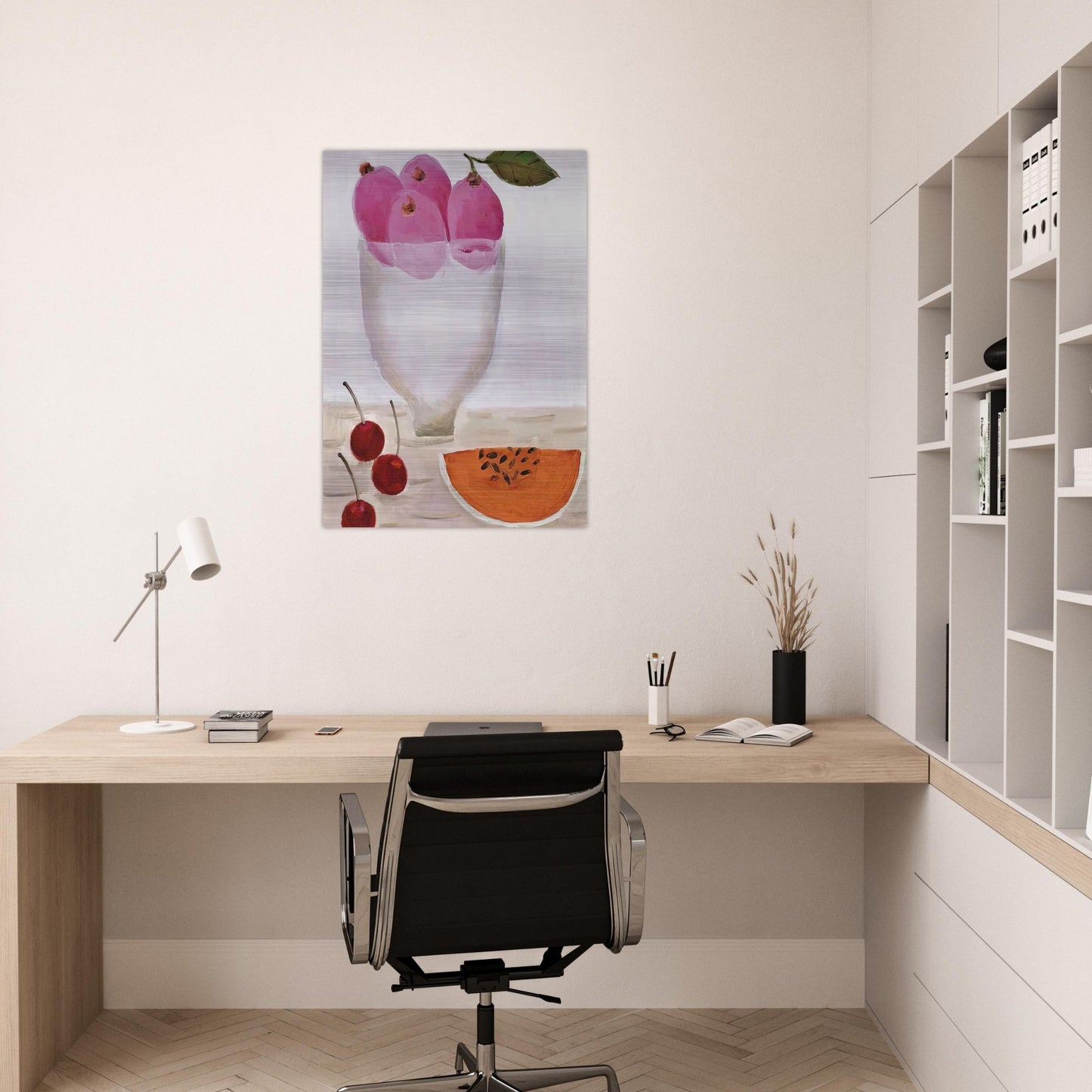 Three Cherries - 2000 - Mary Fedden Brushed Aluminum Print - 70x100 cm / 28x40 inches | Mary Fedden Aluminum Print | Mary Fedden Prints