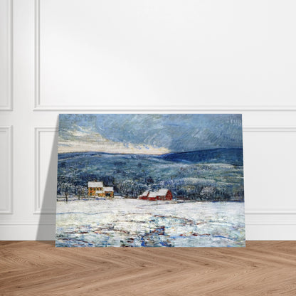Winter in the Connecticut Hills - Childe Hassam Brushed Aluminum Print - 70x100 cm / 28x40 inches | Childe Hassam Aluminum Print | Childe Hassam Prints