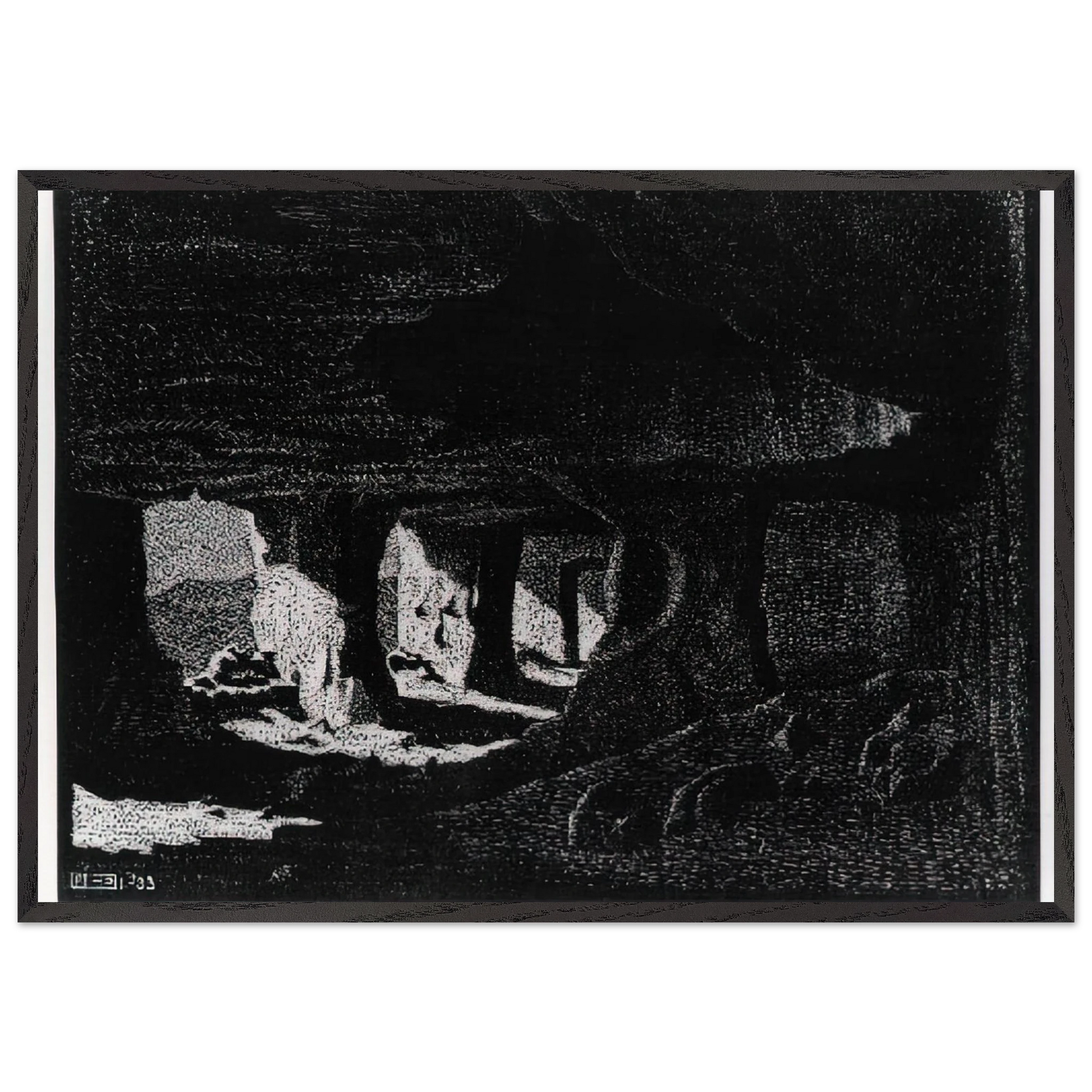 CAVE DWELLINGS NEAR SPERLINGA SICILY - MC Escher Framed Art Print – Black Wooden Frame - Default Title - -Framed Art Print