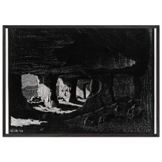 CAVE DWELLINGS NEAR SPERLINGA SICILY - MC Escher Framed Art Print – Black Wooden Frame - Default Title - -Framed Art Print