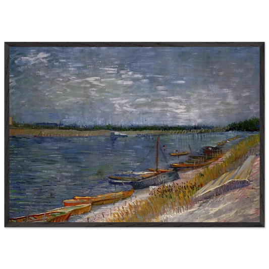 Moored Boats - Vincent van Gogh Framed Art Print – Black Wooden Frame - Default Title - -Framed Art Print