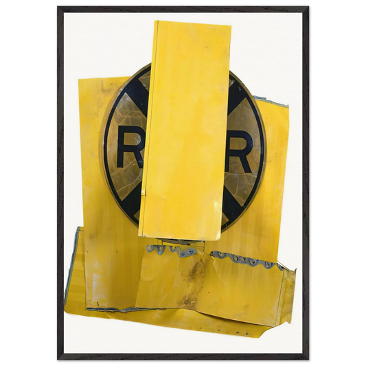 YELLOW VISOR GLUT 1989 - Robert Rauschenberg Framed Art Print – Black Wooden Frame - Default Title - -Framed Art Print