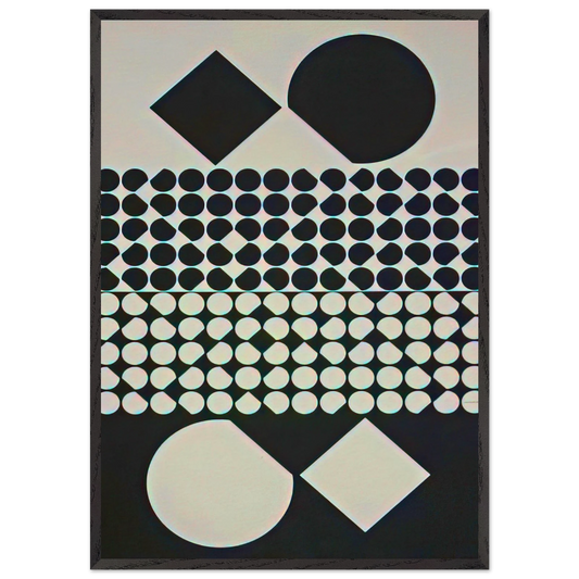 Cassiopee II NB - 1958 - Victor Vasarely Framed Art Print – Black Wooden Frame - Default Title - -Framed Art Print