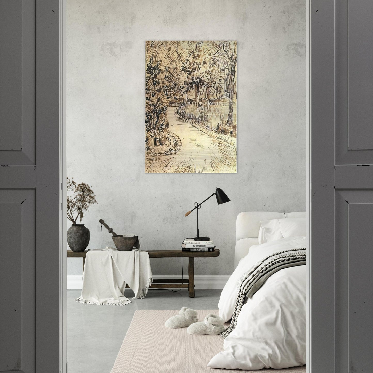 Public Garden with a Corner of the Yellow House - Vincent van Gogh Brushed Aluminum Print - 70x100 cm / 28x40 inches | Vincent van Gogh Aluminum Print | Vincent van Gogh Prints