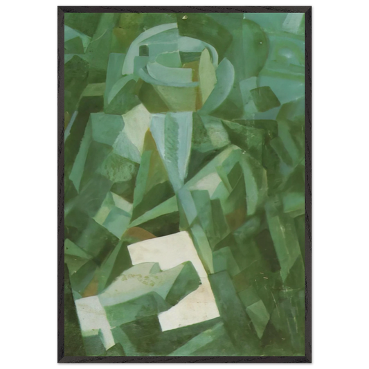 CUBIST COMPOSITION PORTRAIT OF A SEATED PERSON HOLDING A LETTER - Salvador Dali Framed Art Print – Black Wooden Frame - Default Title - -Framed Art Print