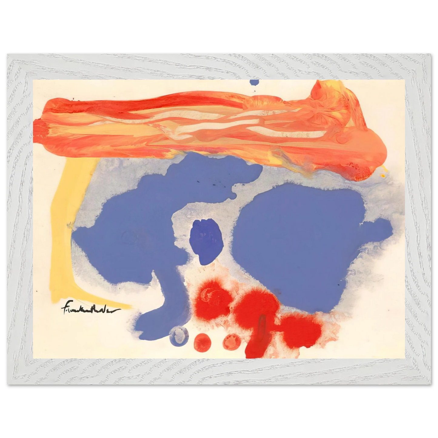 Helen Frankenthaler - Summerscene, Provincetown - 1961 Wall art - A1 (59.4 x 84.1  cm) - Premium Wooden Framed Poster With Fine Art Paper - White frame