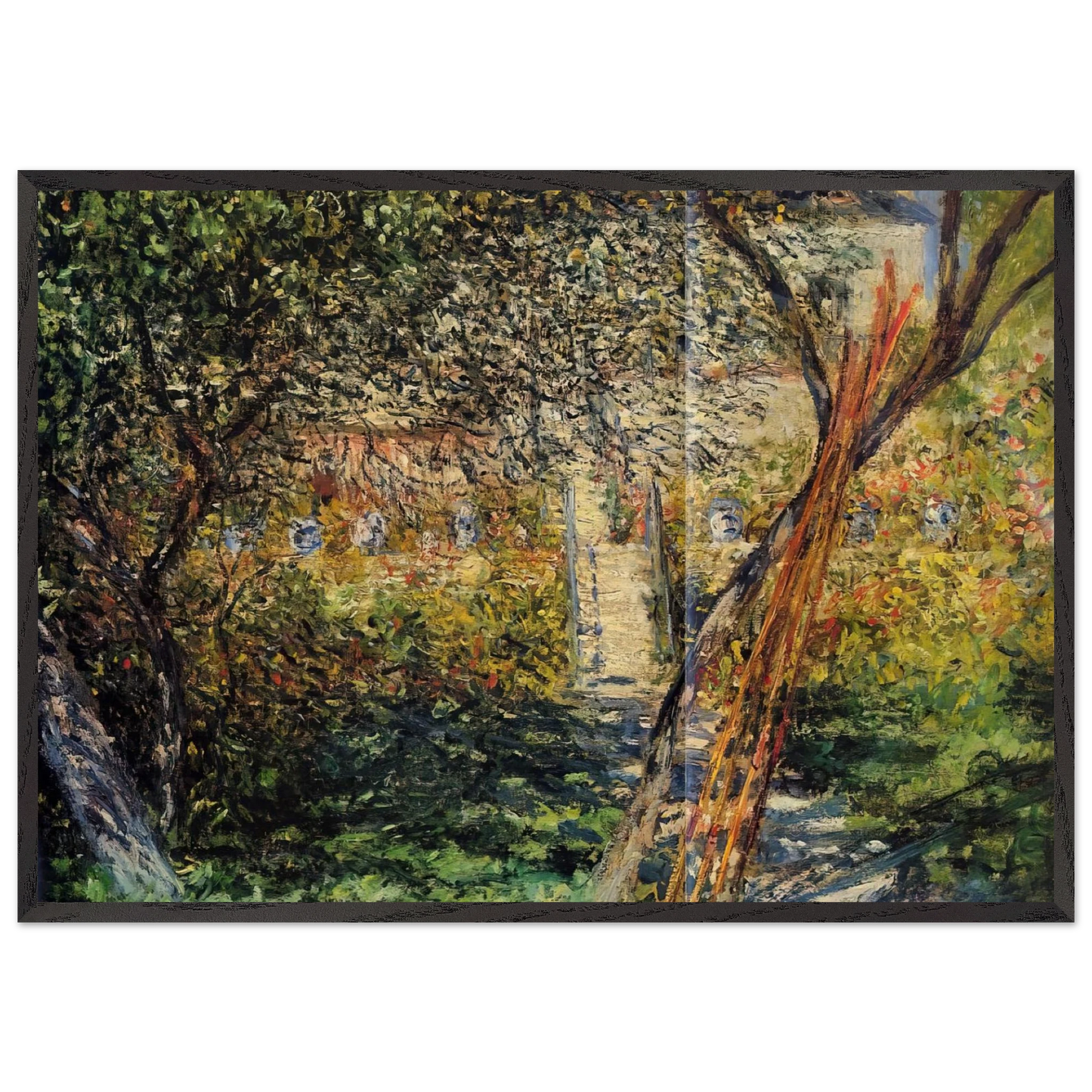 Garden at Vetheuil - claude monet Framed Art Print – Black Wooden Frame - Default Title - -Framed Art Print