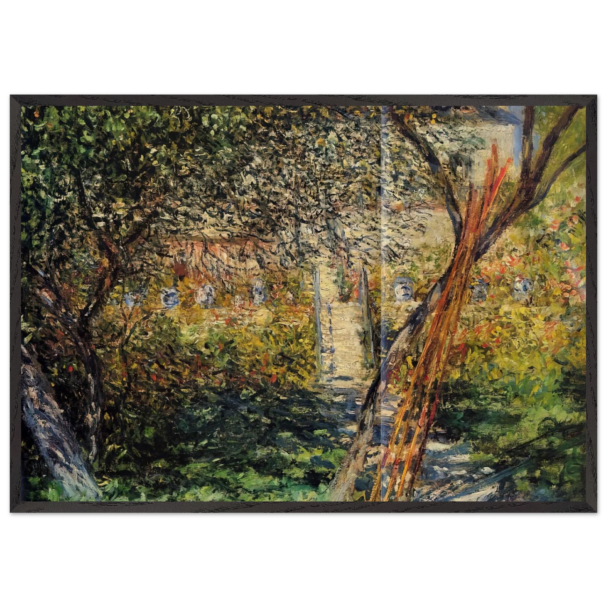 Garden at Vetheuil - claude monet Framed Art Print – Black Wooden Frame - Default Title - -Framed Art Print