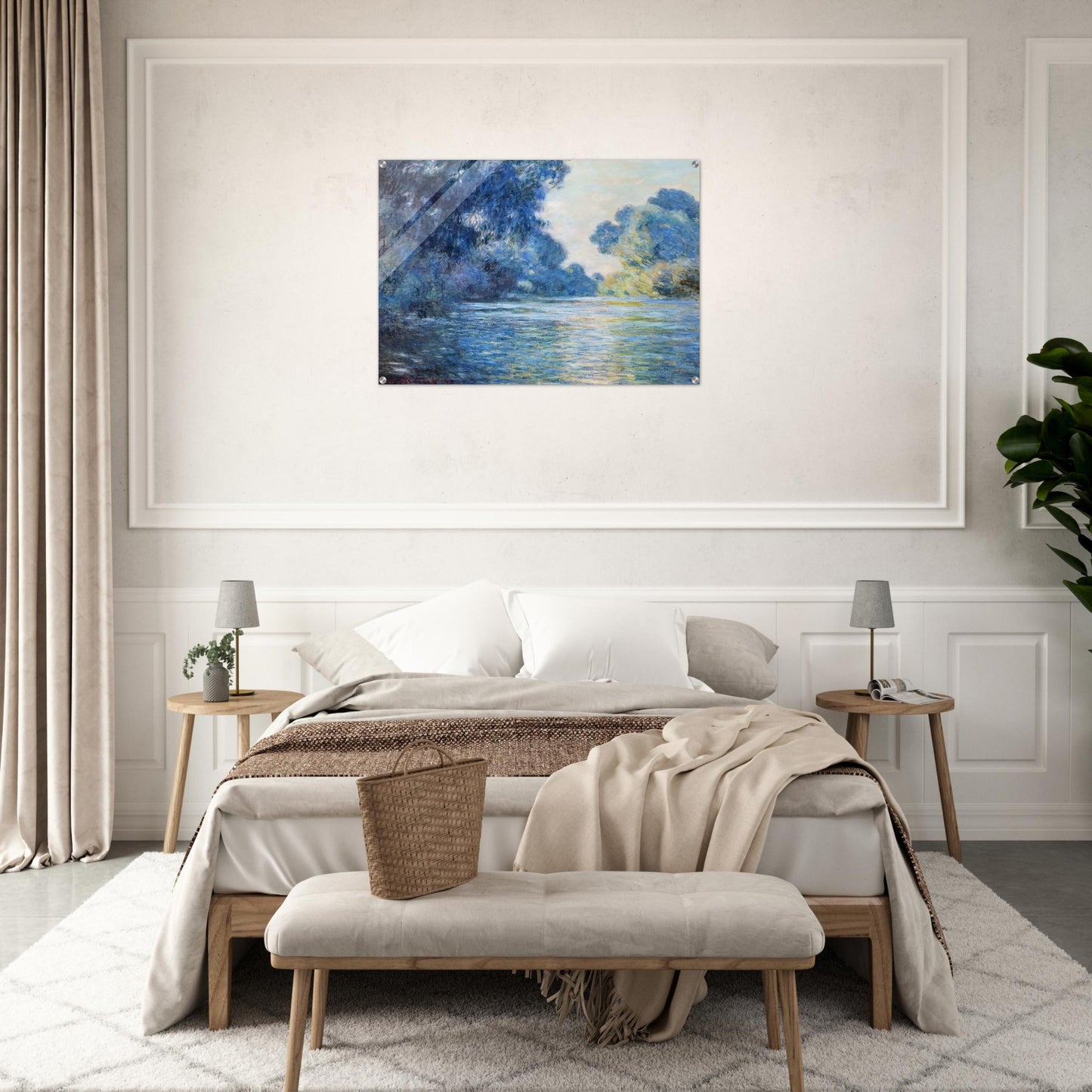 Morning on the Seine at Giverny 02 - claude monet Acrylic Print - 70x100 cm / 28x40″ inches