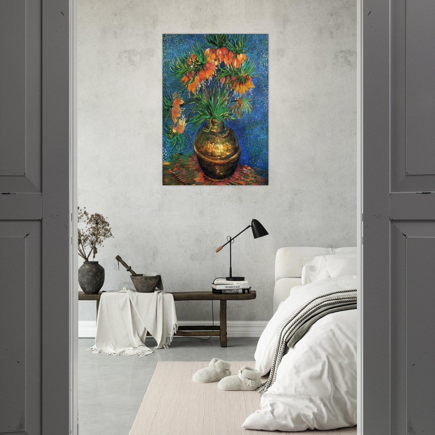 Fritillaries in a Copper Vase - Vincent van Gogh Brushed Aluminum Print - 70x100 cm / 28x40 inches | Vincent van Gogh Aluminum Print | Vincent van Gogh Prints